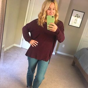 Soft and sexy plush burgundy sweater